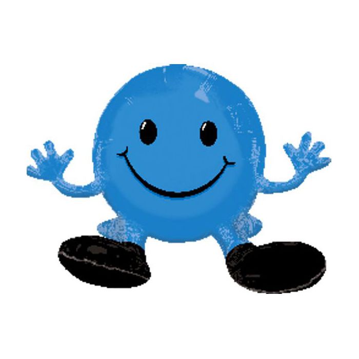 Palloncino Smile Azzurro Pz.1 Mylar Sagomato Cm.48 X Cm.33 Gonfiaggio Ad Aria - No Gas Elio main product photo