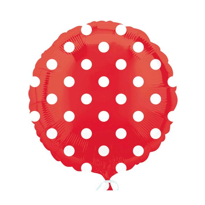 Palloncino Dots Rosso Pz.1 Mylar Tondo 18" Cm.45 main product photo