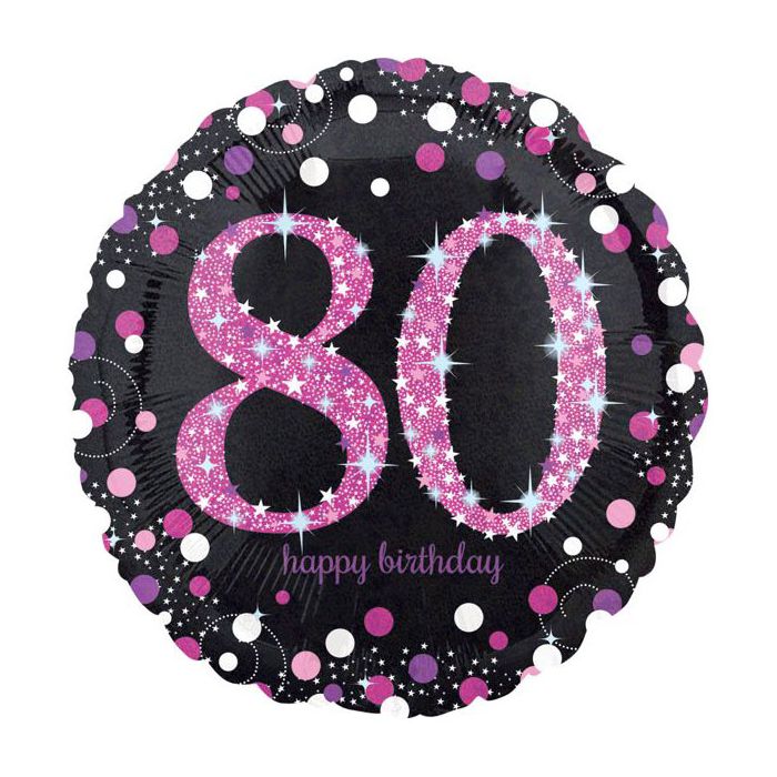 Palloncini 80° Compleanno Pz.1 Mylar Tondo 18" Cm.45 main product photo