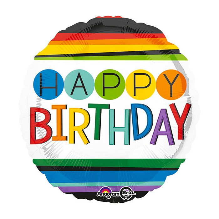 Palloncini Compleanno Arcobaleno Pz.1 Mylar Tondo 18" Cm.45 main product photo