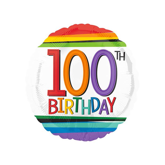 Palloncino 100° Compleanno Rainbow Pz.1 Mylar Tondo 17" Cm.43 main product photo