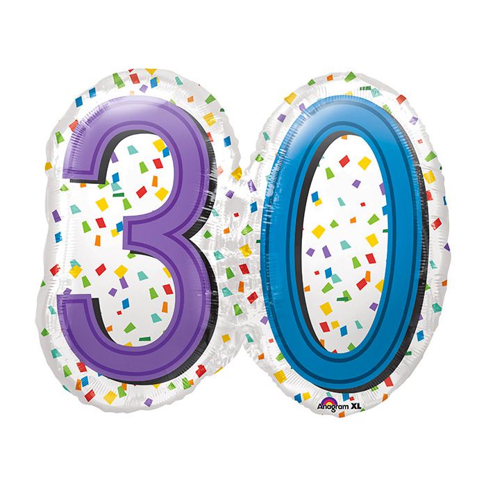 Palloncino 30 Anni Compleanno Pz.1 Mylar Sagomato Cm.63 X Cm.55 main product photo