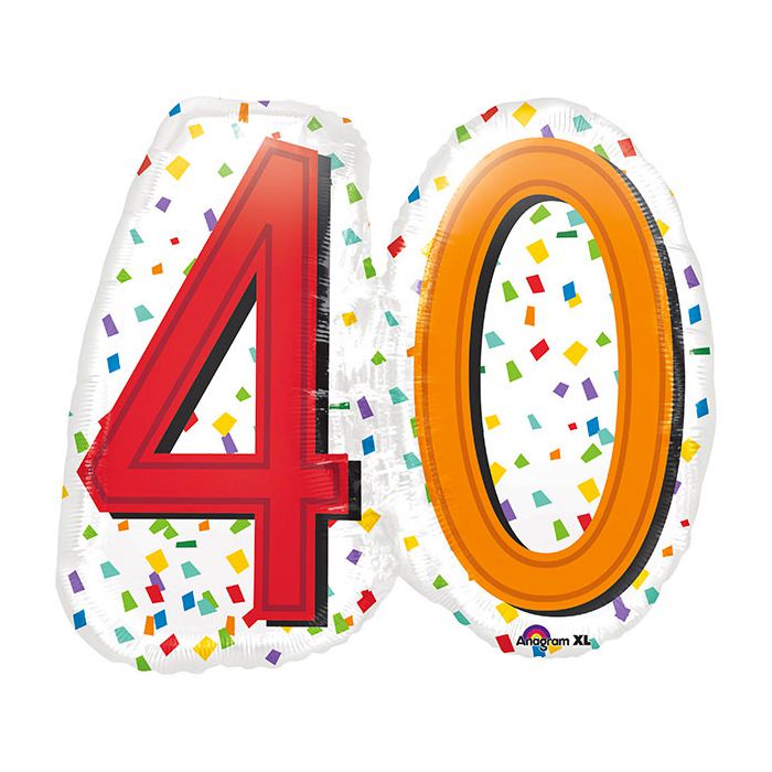 Palloncino 40 Anni Compleanno Pz.1 Mylar Sagomato Cm.63 X Cm.55 main product photo