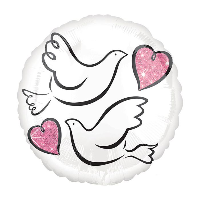 Palloncino Colombe Matrimonio Pz.1 Mylar Tondo 18" Cm.45 main product photo