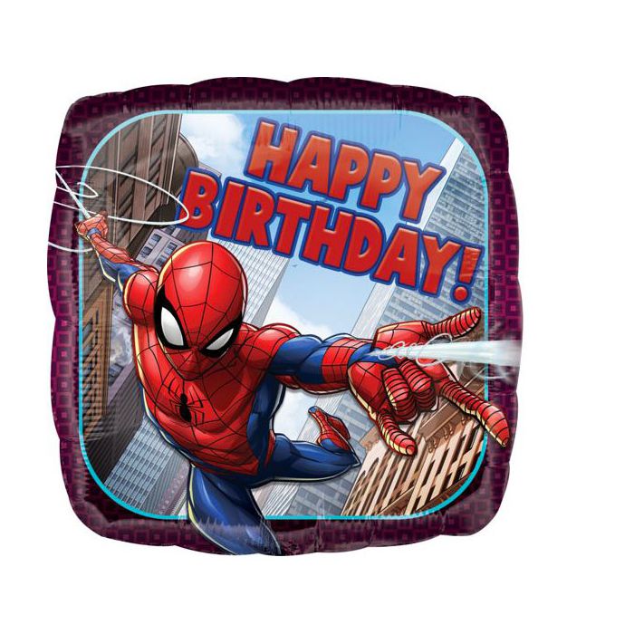 Palloncini Spiderman Compleanno Pz.1 Mylar Quadrato 17" Cm.43 main product photo