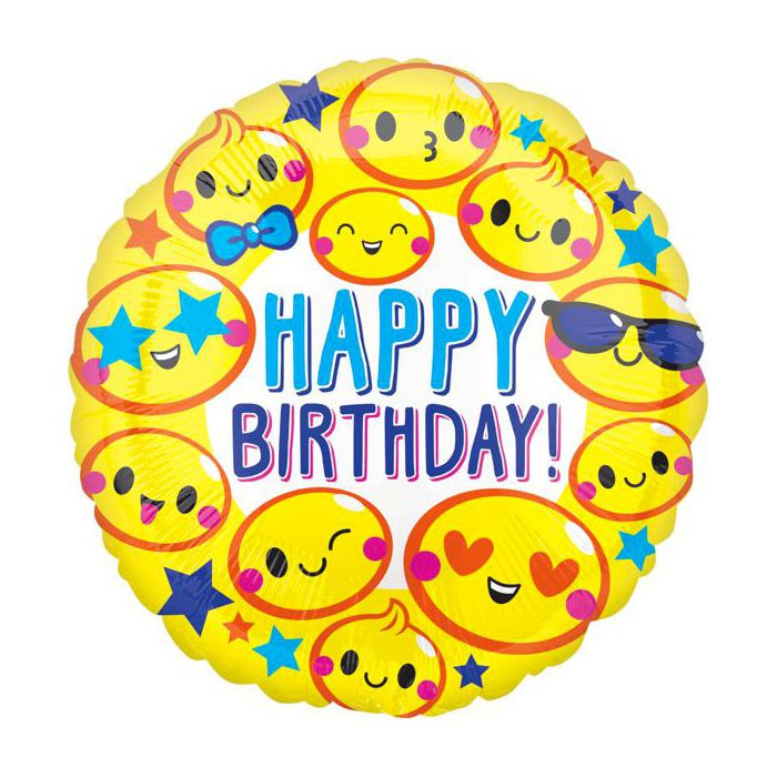 Palloncini Compleanno Emoticons Fun Pz.1 Mylar Tondo Cm.53 Colorblast main product photo