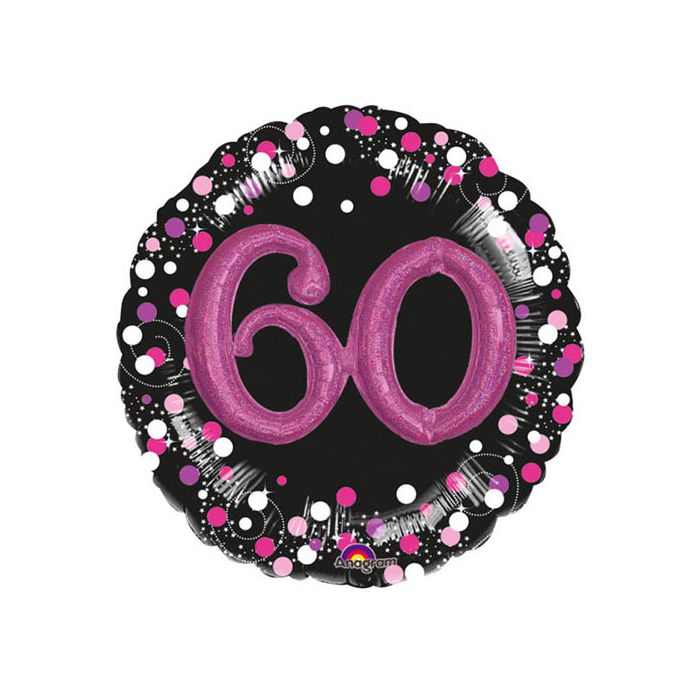 Palloncino 60 Anni Sparkling Pink Pz.1 Mylar Multi Balloon Cm.81 main product photo