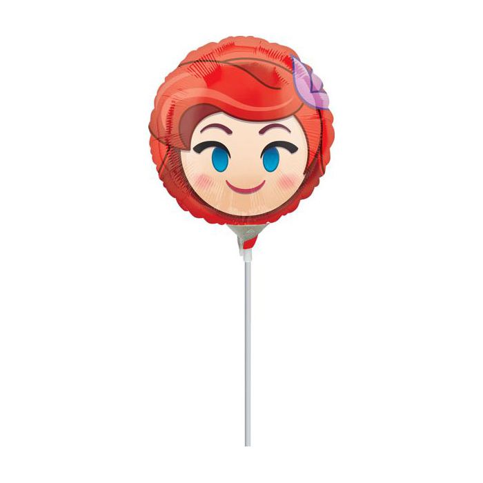 Palloncini Sirenetta Ariel Emoji Pz.5 Mylar Tondo 9" Cm.23 Da Saldare Esclusa Bacchetta main product photo