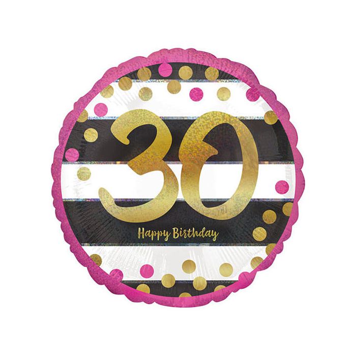 Palloncino 30° Compleanno Milestone Pz.1 Mylar Tondo 18" Cm.45 Holographic main product photo