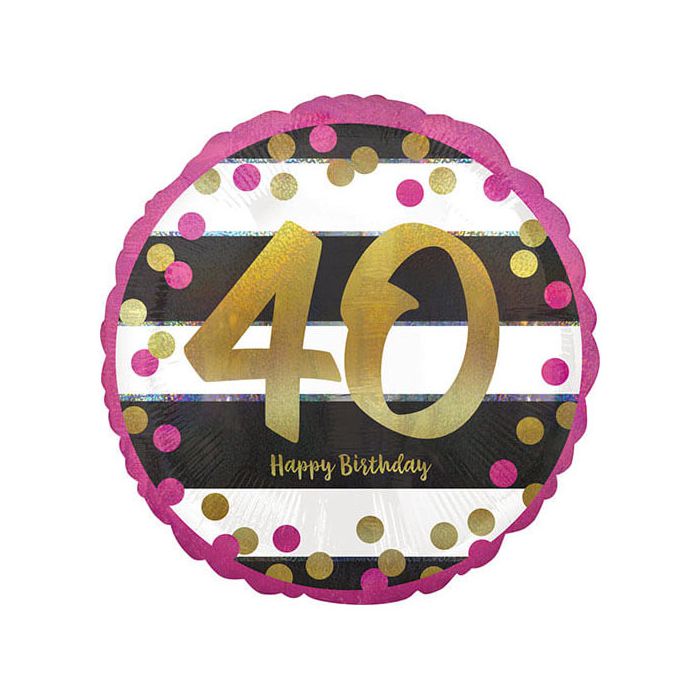 Palloncino 40° Compleanno Milestone Pz.1 Mylar Tondo 18" Cm.45 Holographic main product photo