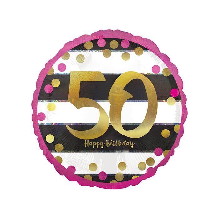 Palloncino 50° Compleanno Milestone Pz.1 Mylar Tondo 18" Cm.45 Holographic main product photo