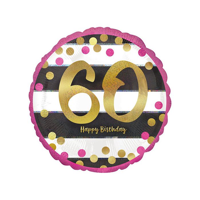 Palloncino 60° Compleanno Milestone Pz.1 Mylar Tondo 18" Cm.45 Holographic main product photo