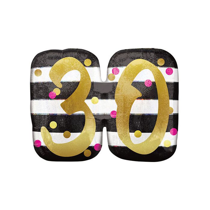 Palloncino 30° Compleanno Milestone Pz.1 Mylar Sagomato Cm.63 X Cm.50 Holographic main product photo