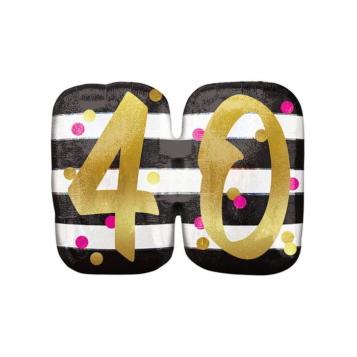 Palloncino 40° Compleanno Milestone Pz.1 Mylar Sagomato Cm.63 X Cm.50 Holographic main product photo