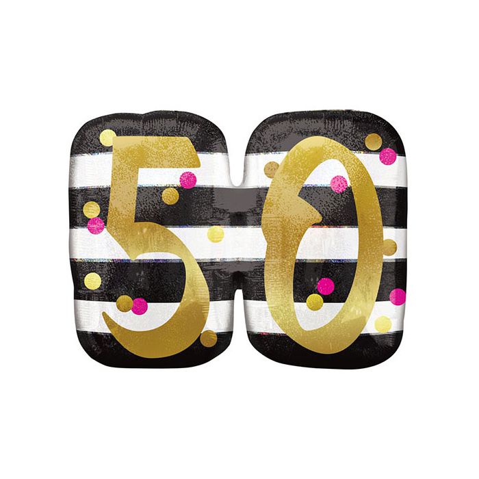 Palloncino 50° Compleanno Milestone Pz.1 Mylar Sagomato Cm.63 X Cm.50 Holographic main product photo