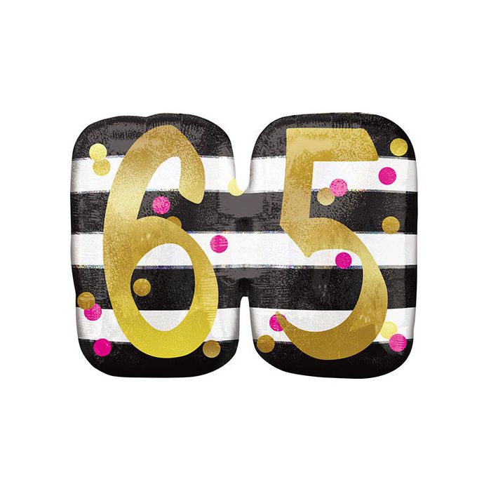 Palloncino 65° Compleanno Milestone Pz. Mylar Sagomato Cm.63 X Cm.50 Holographic main product photo