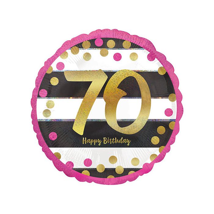 Palloncino 70° Compleanno Milestone Pz.1 Mylar Tondo 18" Cm.45 Holographic main product photo