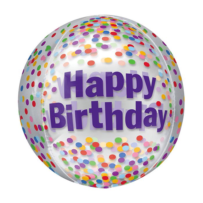 Palloncino Compleanno Confetti Orbz Pz.1 Mylar 3d Orbz Cm.38 X Cm.40 main product photo