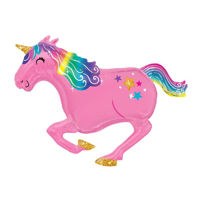 Palloncino Unicorno Rosa Pz.1 Mylar Sagomato 39"/99cm W X 34"/86cm H main product photo