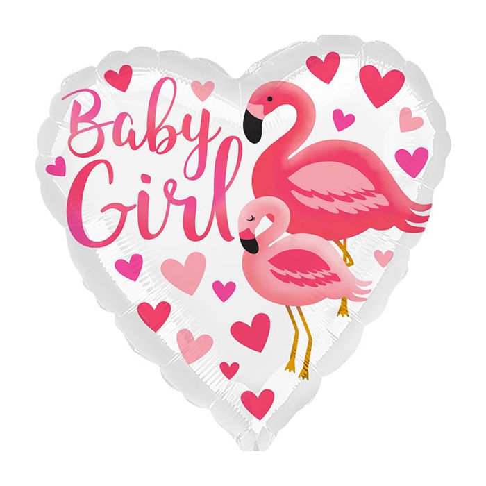 Palloncini Fenicottero Baby Girl Pz.1 Mylar Cuore 17" Cm.43 main product photo