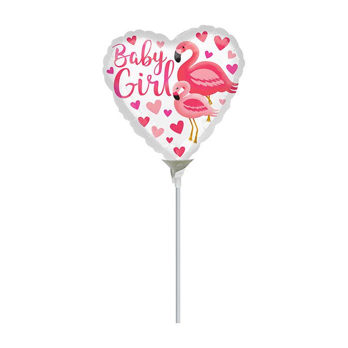 Palloncini Fenicottero Baby Girl Pz.5 Mylar Mini 9" Cm.23 Da Saldare Esclusa Bacchetta main product photo