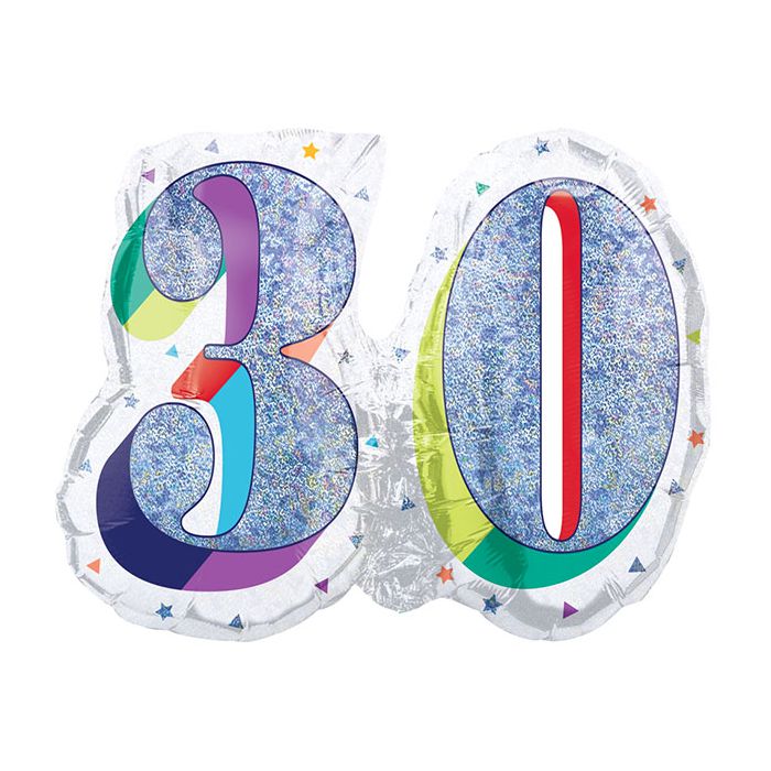 Palloncino Ecco Il 30° Compleanno Pz.1 Mylar Holographic 26"/66cm W X 21"/53cm H main product photo