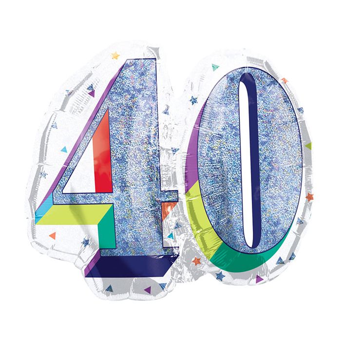 Palloncino Ecco Il 40° Compleanno Pz.1 Mylar Holographic 27"/68cm W X 21"/53cm H main product photo