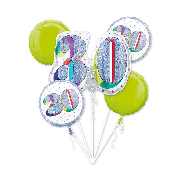 Palloncino 30° Compleanno Bouquet Mylar Holographic Bouquet Pz.5 main product photo