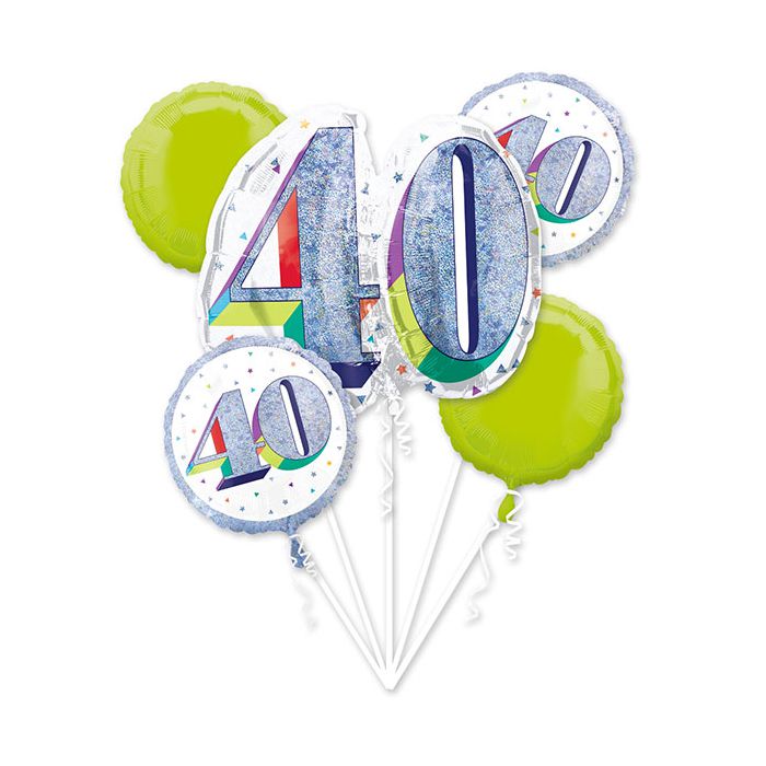 Palloncino 40° Compleanno Bouquet Mylar Holographic Bouquet Pz.5 main product photo