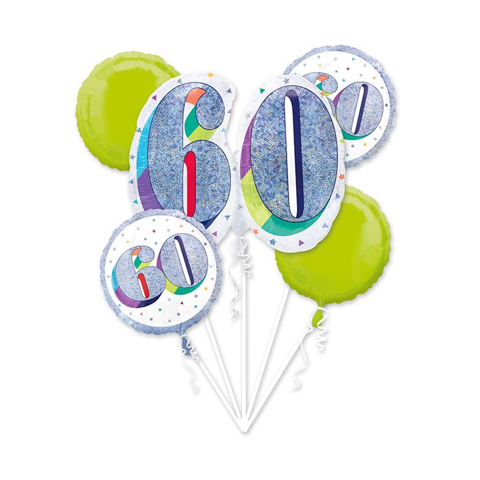 Palloncino 60° Compleanno Bouquet Mylar Holographic Bouquet Pz.5 main product photo