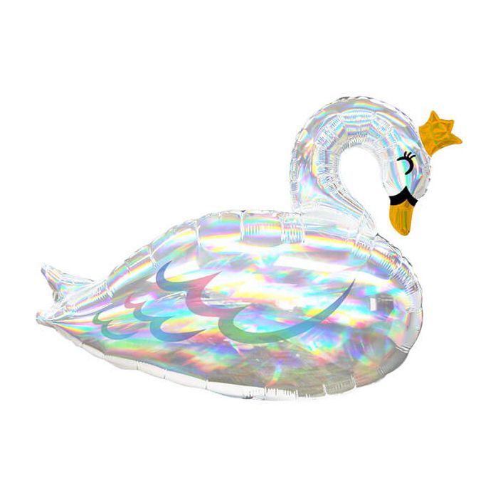 Palloncino Cigno Iridescente Pz.1 Mylar Sagomato Cm.73 X Cm.55 Holographic main product photo