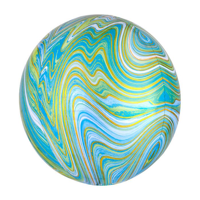 Palloncino Orbz Marmo Blu E Verde Pz.1 Mylar 3d Orbz Cm.38 X Cm.40 main product photo