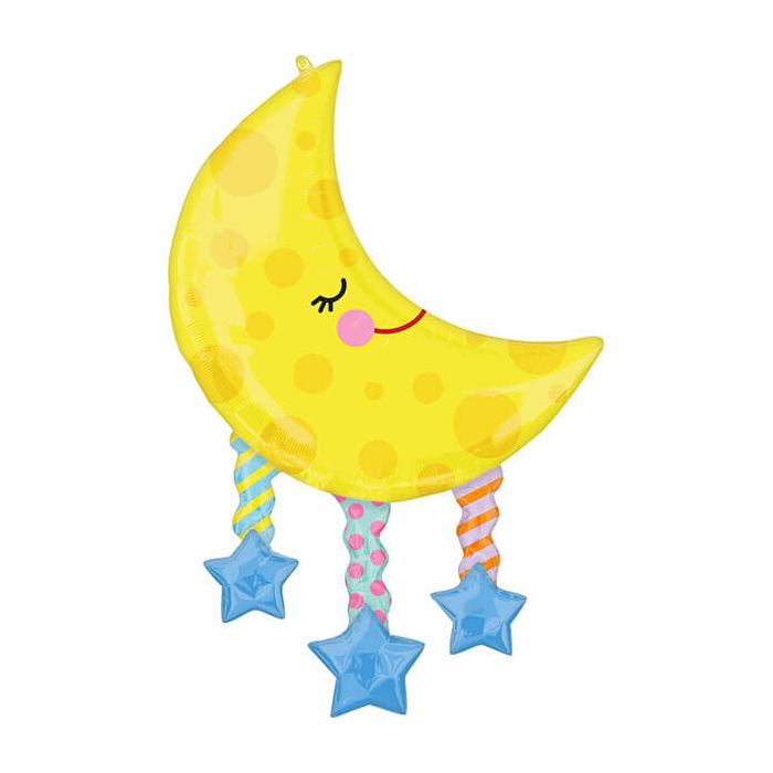 Palloncini Luna E Stelle Pz.1 Mylar Sagomato 25"/63cm W 38"/96cm H main product photo