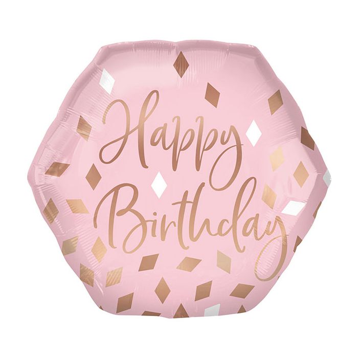 Palloncini Compleanno Rose Gold Pz.1 Mylar Sagomato 23"/58cm W X 22"/55cm H main product photo