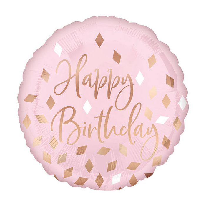 Palloncino Blush Rose Gold Birthday Pz.1 Mylar Tondo 18" Cm.45 main product photo