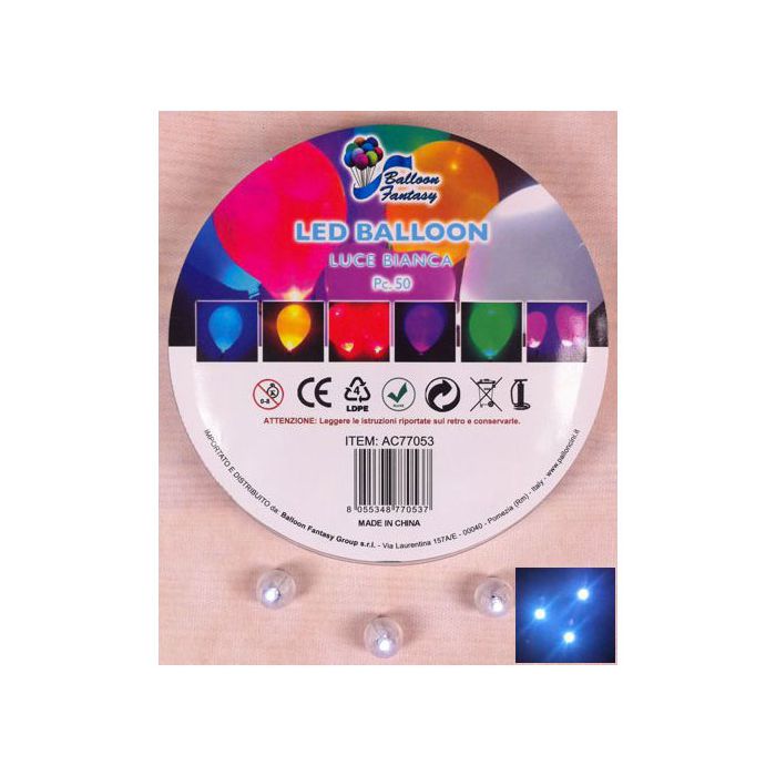 Luci led per palloncini bianca pz.50, CM.1.5 - DURATA CIRCA 48 ORE CONTINUE main product photo