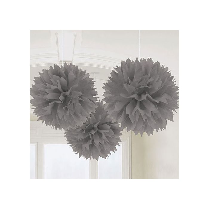Decorazione pom pom argento pz.3 cm.40.6 main product photo