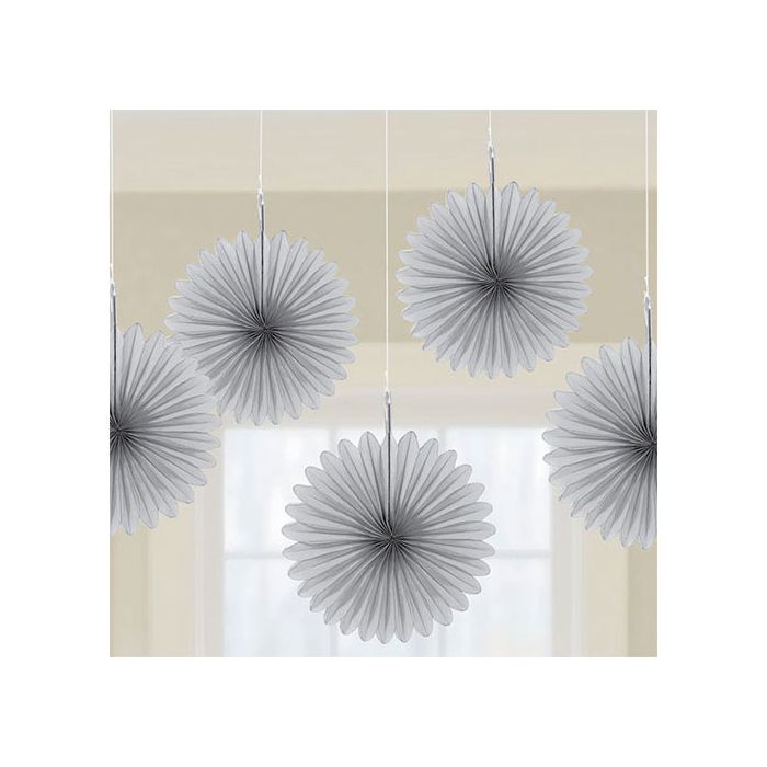 Decorazione Rosone Argento Pz.5 Decorazione In Carta A Forma Di Fiore Cm.15,2 main product photo