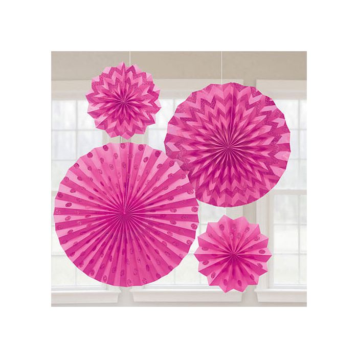 Decorazione Rosone Rosa Pz.4 Decorazione Glitter Cm.20.3/30.4/40.6 main product photo