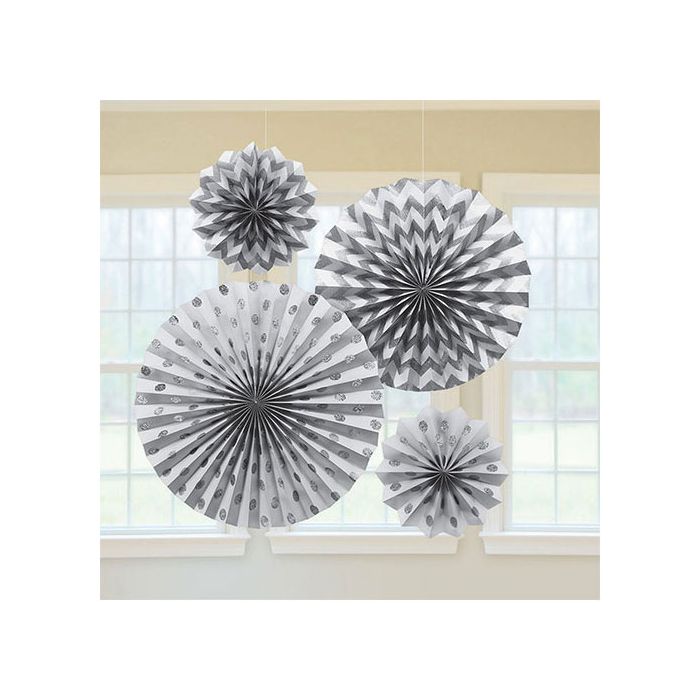 Decorazione Rosone Argento Pz.4 Decorazione Glitter Cm.20.3/30.4/40.6 main product photo