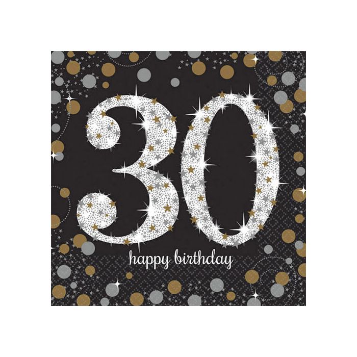 Tovaglioli 30° Compleanno Gold Pz.16 Cm.33x33 main product photo