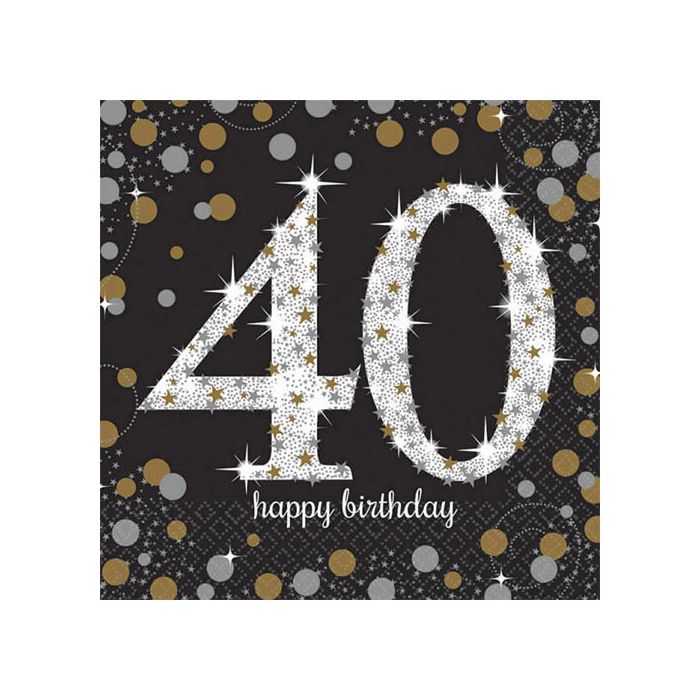 Tovaglioli 40° Compleanno Gold Pz.16 Cm.33x33 main product photo