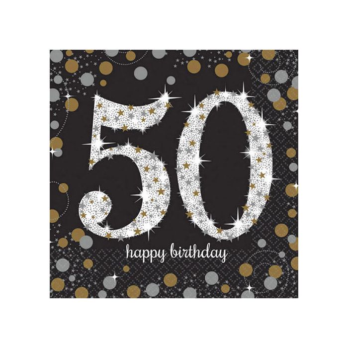 Tovaglioli 50° Compleanno Gold Pz.16 Cm.33x33 main product photo