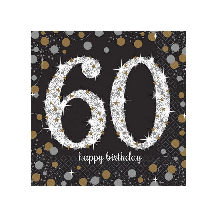 Tovaglioli 60° Compleanno Gold Pz.16 Cm.33x33 main product photo