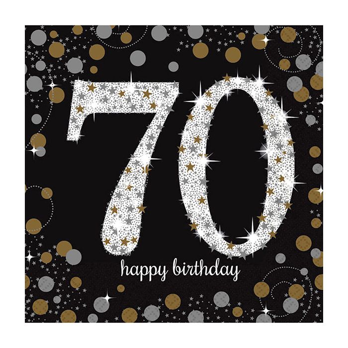 Tovaglioli 70° Compleanno Gold Pz.16 Cm.33x33 main product photo