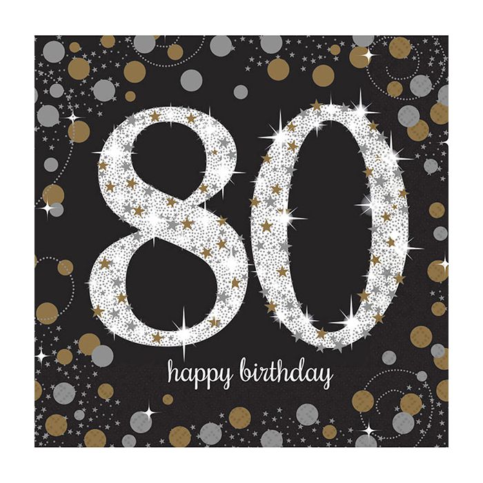 Tovaglioli 80° Compleanno Gold Pz.16 Cm.33x33 main product photo