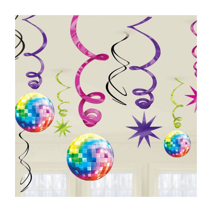 Decorazione Disco Dance Pz.12 Pc.6 X 61cm H Spirali E Sagome , Pc.6 X 17.7/12.7cm H Spirali main product photo