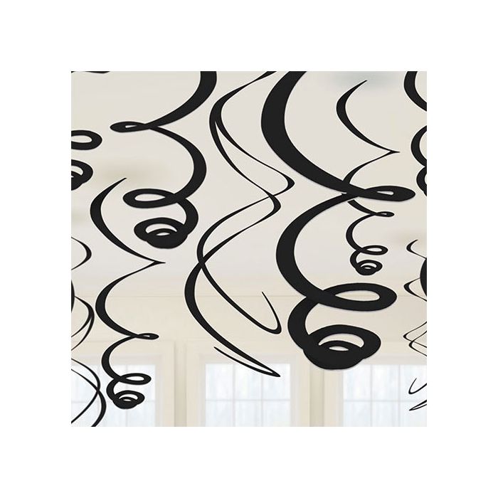 Decorazione Nera Spirale Pz.12 Simpatiche Decorazioni Pendolo Da Cm.55.8 main product photo