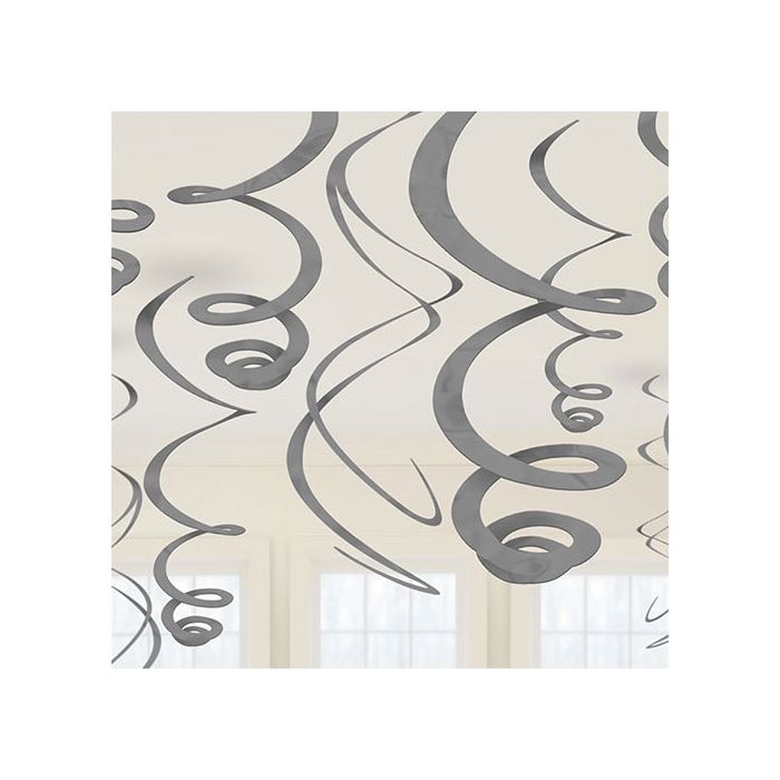 Decorazione Argento Spirale Pz.12 Simpatiche Decorazioni Pendolo Da Cm.55.8 main product photo