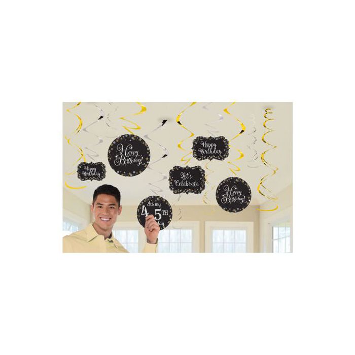 Decorazione Compleanno Gold Pz.12 Personalizzabile Con Adesivi main product photo